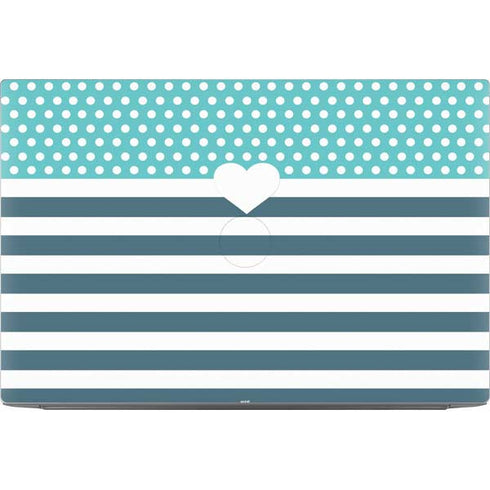 Polka Dots and Stripes Heart in Blue Dell XPS Skin